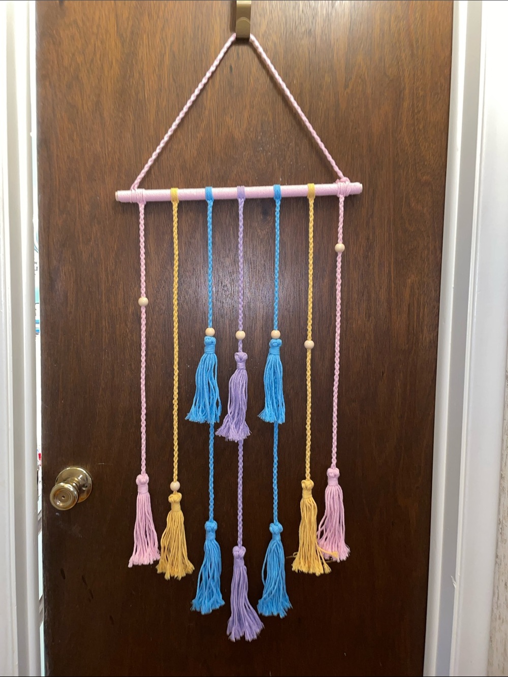 Handmade Pastel Tassel Macrame Wall Hanging - Pink, Blue, Purple & Yellow